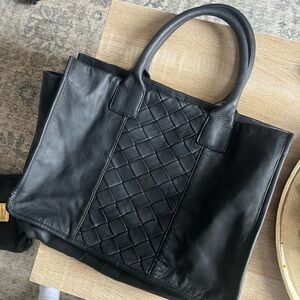 Black Leather Tote Bag